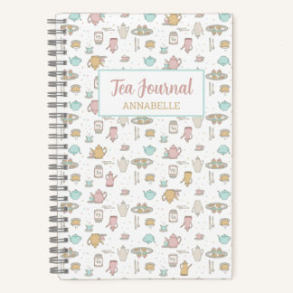 Tea Pattern Feminine Notebook Diary Journal