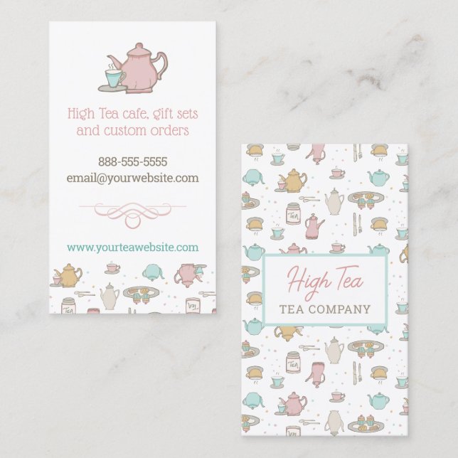 Tea Pattern High Tea Business Card (Front/Back)