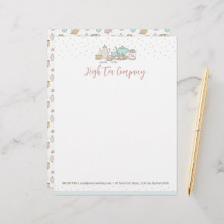 Tea Pattern High Tea Party Set Letterhead