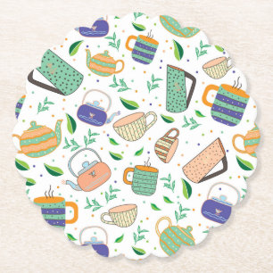 tea pattern paper coaster