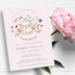 Tea Pink Bridal Shower Invitation<br><div class="desc">Let Your Special Day Blossom with this Tea Pink Bridal Shower Invitation! This design features stunning hand-painted watercolor florals in hues of deep purple, dusty blue, and blush pink with sage greenery. Whether you're hosting a garden party or a cozy, intimate gathering, this beautiful design will bring a special touch...</div>