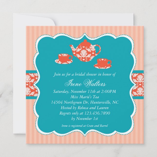 Tea Pot Bridal Shower Invitation (Front)