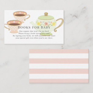 Tea Pot & Cups Tea Party Baby Shower Book Request Enclosure Card