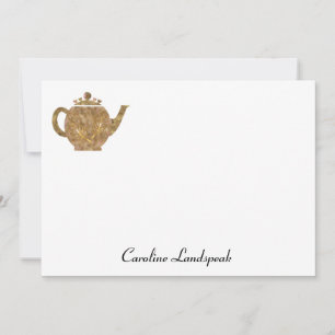 Tea Pot & Gold Chestnut Leaves Card