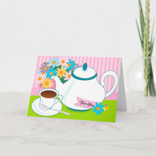 Tea Pot Tea Cup Flowers Penser à votre carte