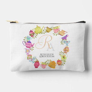 Tea Pots and Cups Monogram Accessory Pouch