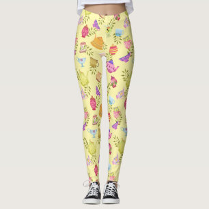 Tea Pots and Cups Yellow Leggings