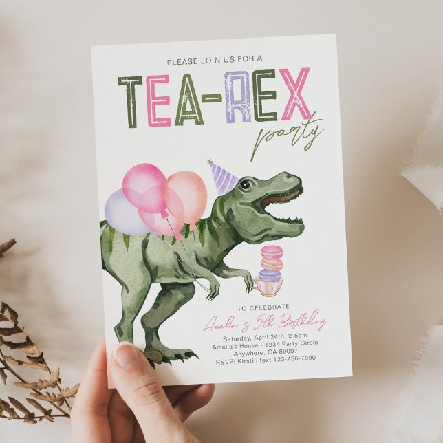 Tea-Rex Birthday Party Invitation (Creator Uploaded)
