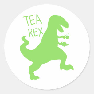 Tea rex - Choose background colour Classic Round Sticker