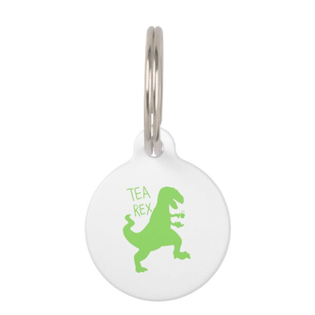 Tea rex - Choose background colour Pet Tag (Front)