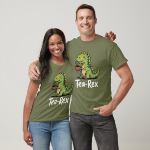 Tea-Rex Dinosaur Drinking Tea Humour T-Shirt