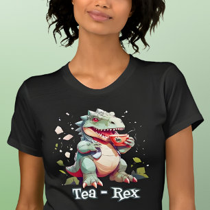 Tea - Rex Dinosaur Drinking Tea T-Shirt