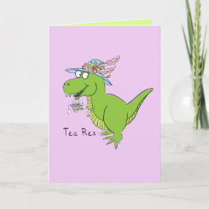 Tea Rex Dinosaur T Rex Funny Greeting Card