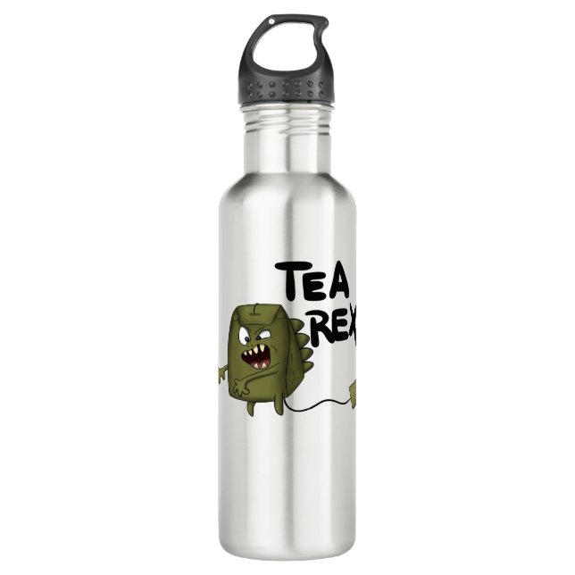 tea rex, funny dinosaur 710 ml water bottle (Front)