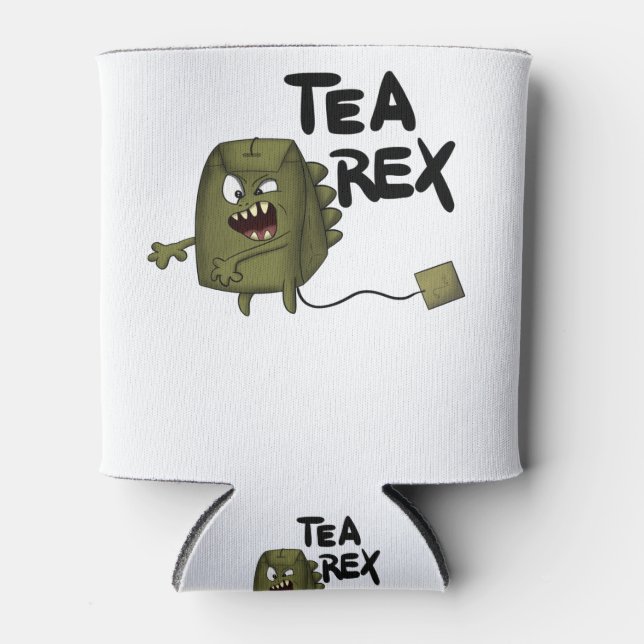 tea rex, funny dinosaur can cooler (Front)