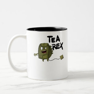 tea rex, funny dinosaur Two-Tone coffee mug