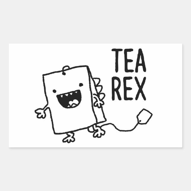 Tea Rex Tea Bag Funny Pun Cartoon Sticker (Front)