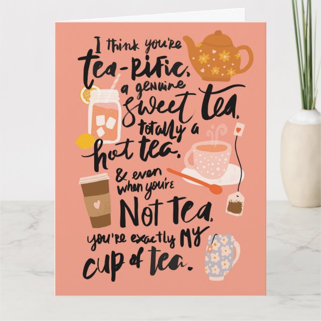 Tea-rific Tea Puns Valentine's Day Greeting Card (Front)