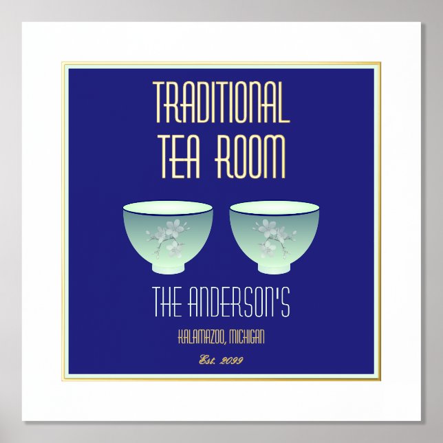 Tea Room Sign With Foil Text Accents (Front)