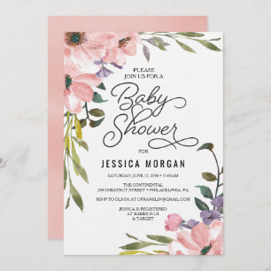Tea Rose Baby Shower Invitation Baby Shower Card