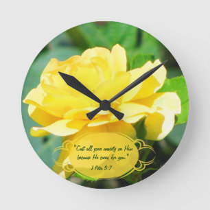 Tea Rose & Bible Verse Custom Clock