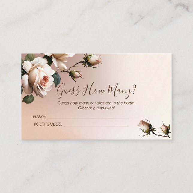 Tea Rose Bridal Shower Game Enclosure Card (Front)