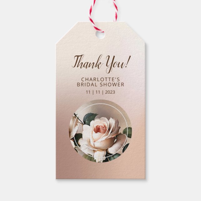 Tea Rose Bridal Shower Gift Tags (Front)
