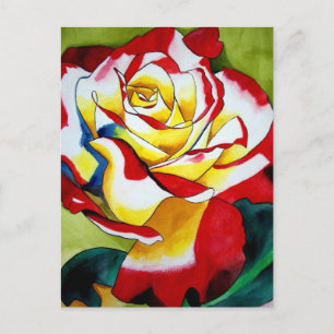 Tea Rose original watercolor flower art Postcard
