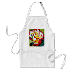 Tea Rose original watercolor flower art Standard Apron