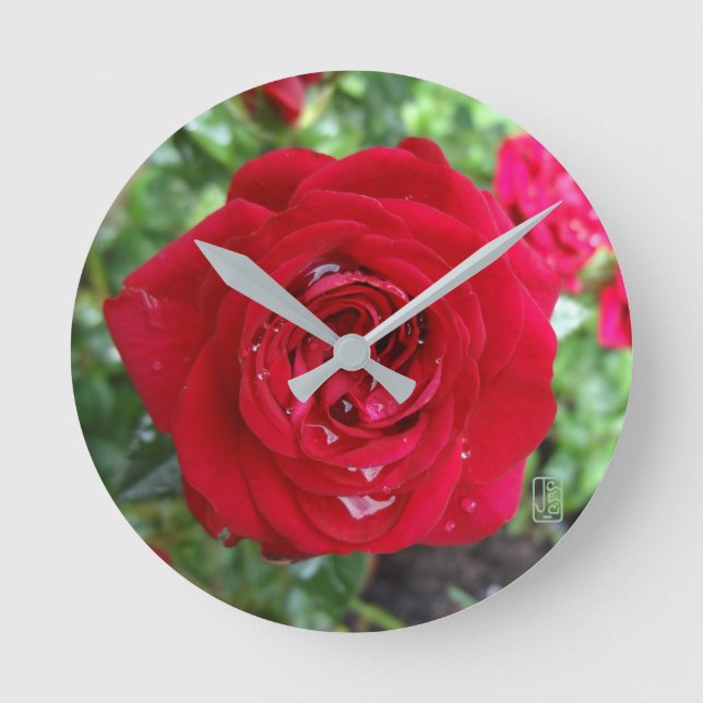 Tea Rose Round Wall Clock (Front)