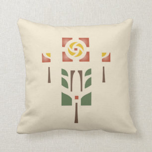 'Tea Rose' Stencil Design Throw Pillow