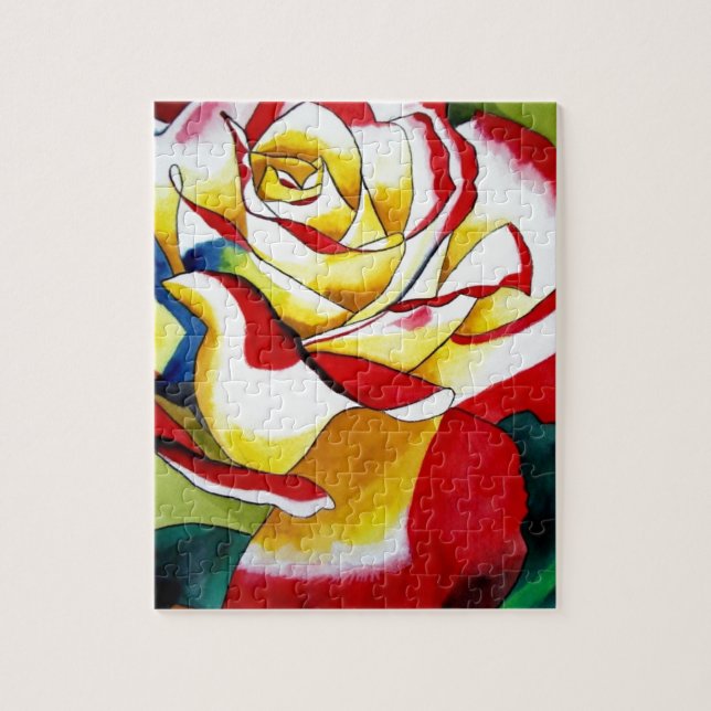 Tea Rose watercolor original art Flower Jigsaw Puzzle (Vertical)