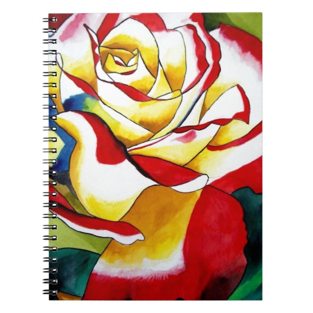 Tea Rose watercolor original art Flower Notebook (Front)
