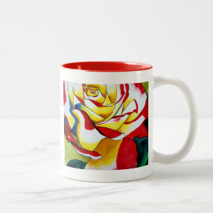 Tea Rose watercolor original art Flower Two-Tone Coffee Mug