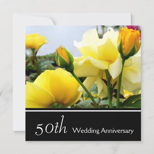 Tea Roses 50th Wedding Anniversary Invitation (Front)