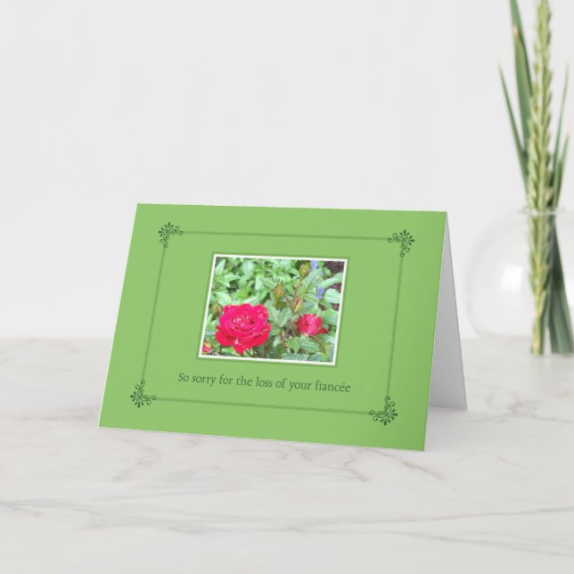 Tea Roses Fiancée Loss Sympathy Card (Front)