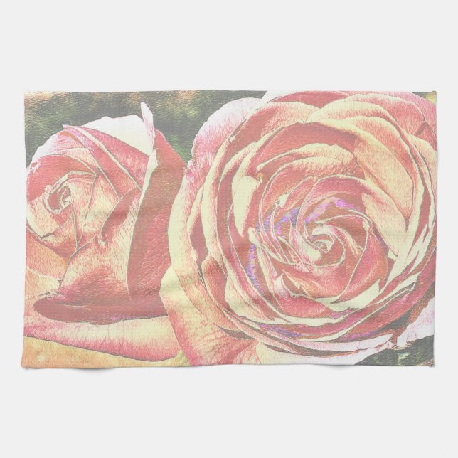 Tea Roses from the Garden Kitchen Towel (Horizontal)