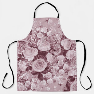 Tea Roses: Watercolor Bouquet Pattern. Apron