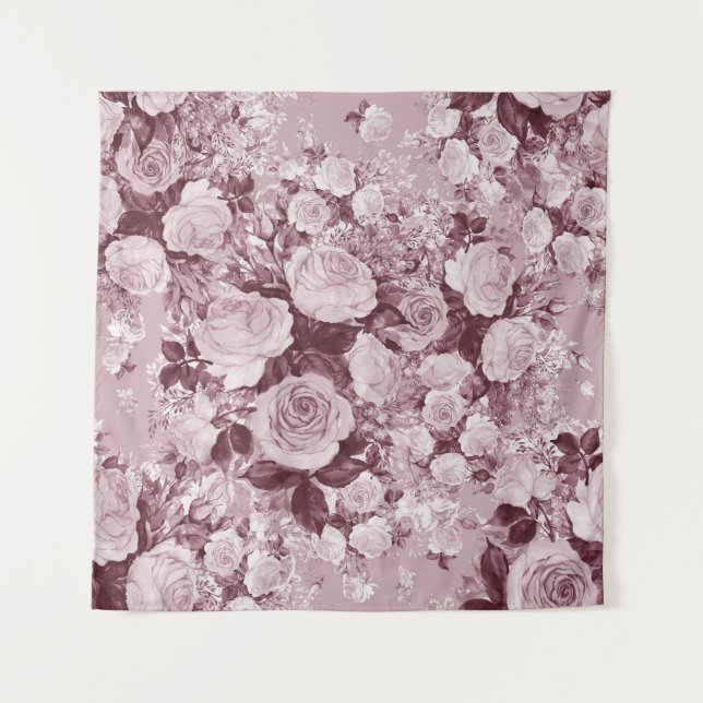 Tea Roses: Watercolor Bouquet Pattern. Tapestry (Front)