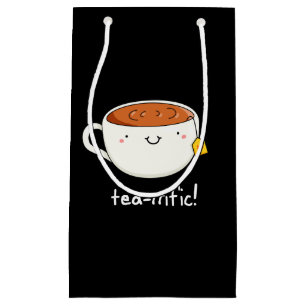 Tea-rrific Funny Cup Of Tea Pun Dark BG Small Gift Bag