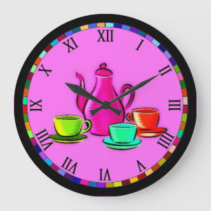 tea set kitchen clock