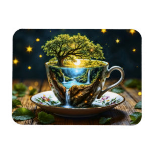 Tea set surreal waterfall kitchen decor art magnet