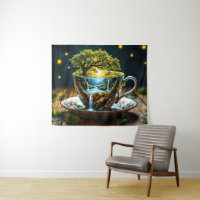 Tea set surreal waterfall kitchen decor art