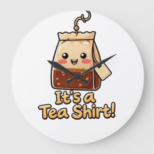tea shirt, funny tea pun, cute tea bag, tea lover large clock
