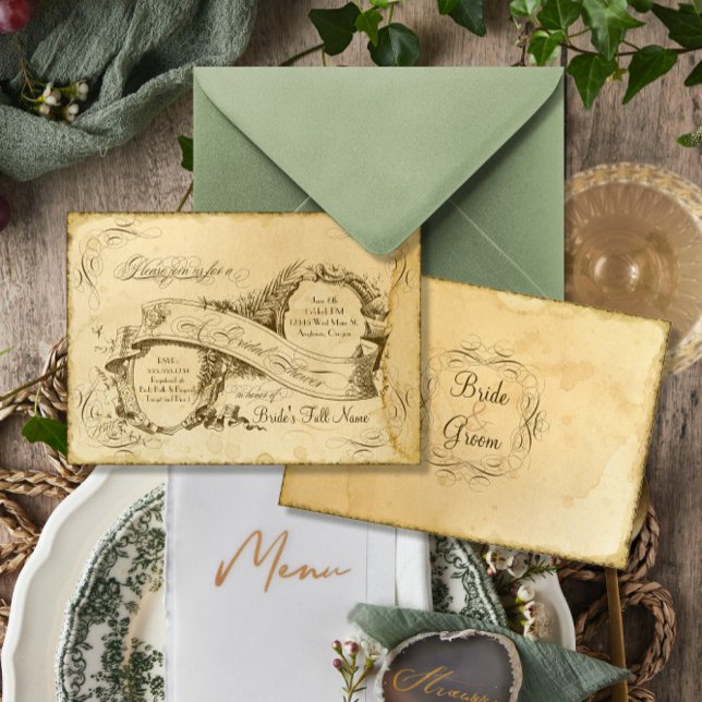 Tea Stained Vintage Wedding 1 - Bridal Shower Invitation (Creator Uploaded)