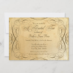 Tea Stained Vintage Wedding 1 - Bridal Tea Party Invitation