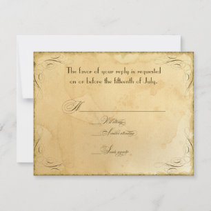 Tea Stained Vintage Wedding 1 - RSVP Response Card