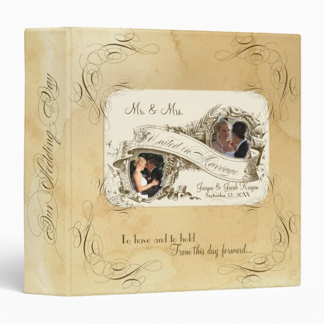 Tea Stained Vintage Wedding 1 - Wedding Photo Binder (Front/Spine)