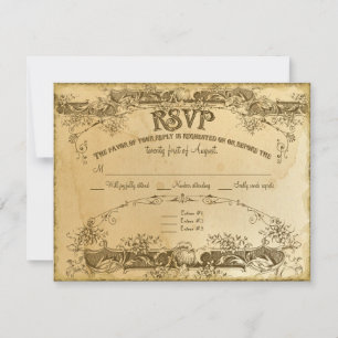 Tea Stained Vintage Wedding 2 - Invitation Invite