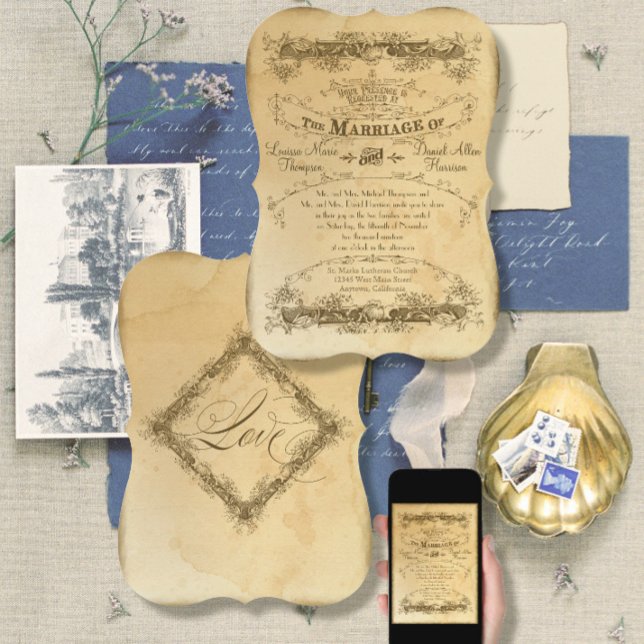 Tea Stained Vintage Wedding 2 - Invitation Invite (Creator Uploaded)